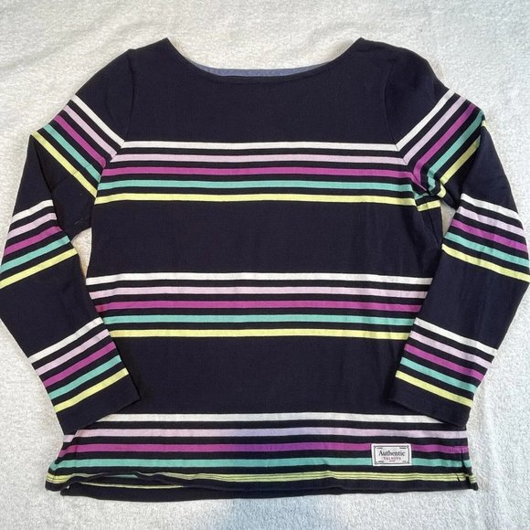Talbots PM P Med Cotton Pullover Sweater Light Stripped Multi Blue White Boat - Picture 1 of 13
